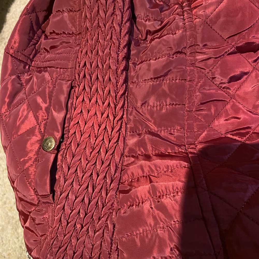 Louis Paris Burgundy Quilted and Animal Fur Print Reversible Vest - Picture 6 of 10